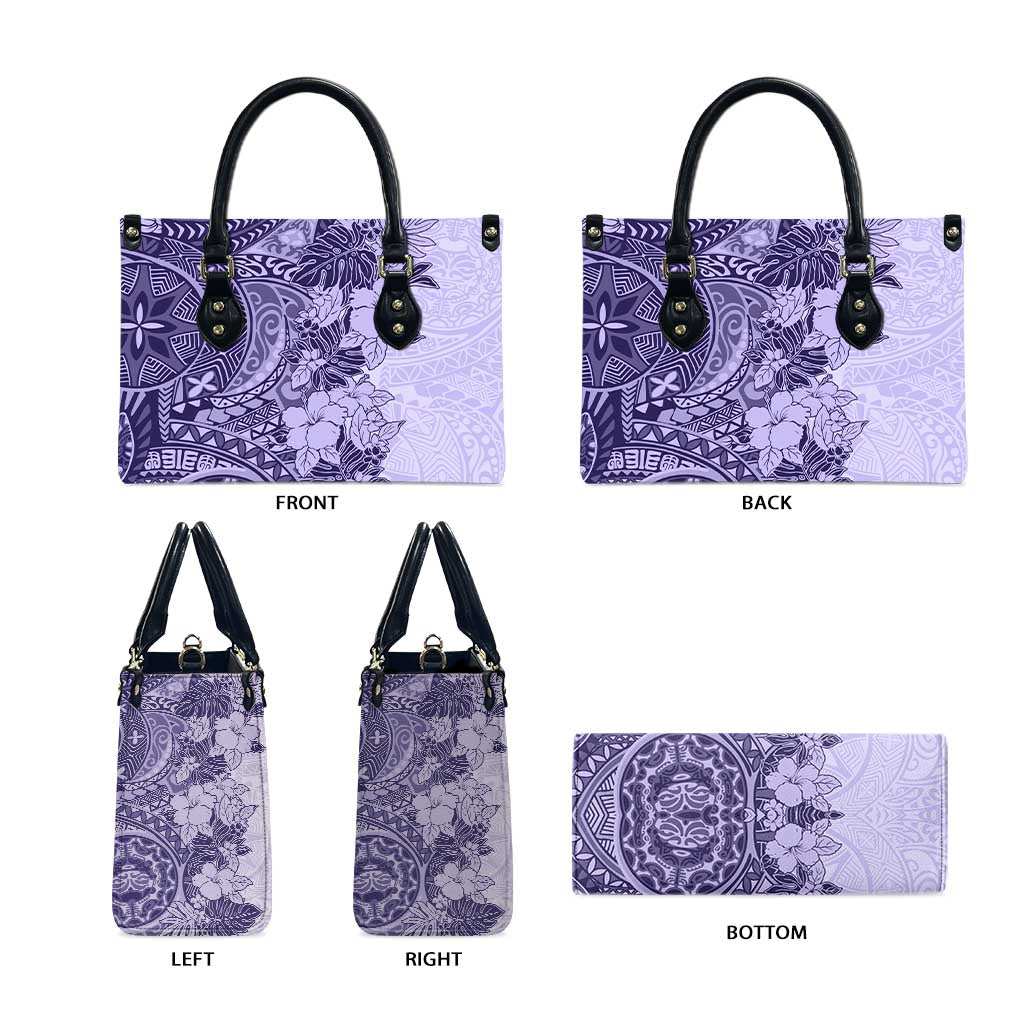 Polynesia Leather Bag Hibiscus Hawaiian Tribal Tattoo Retro Violet - Polynesian Pride