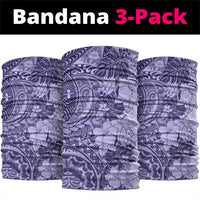 Polynesia Neck Gaiter Hibiscus Hawaiian Tribal Tattoo Retro Violet - Polynesian Pride