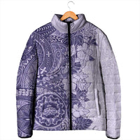 Polynesia Padded Jacket Hibiscus Hawaiian Tribal Tattoo Retro Violet - Polynesian Pride