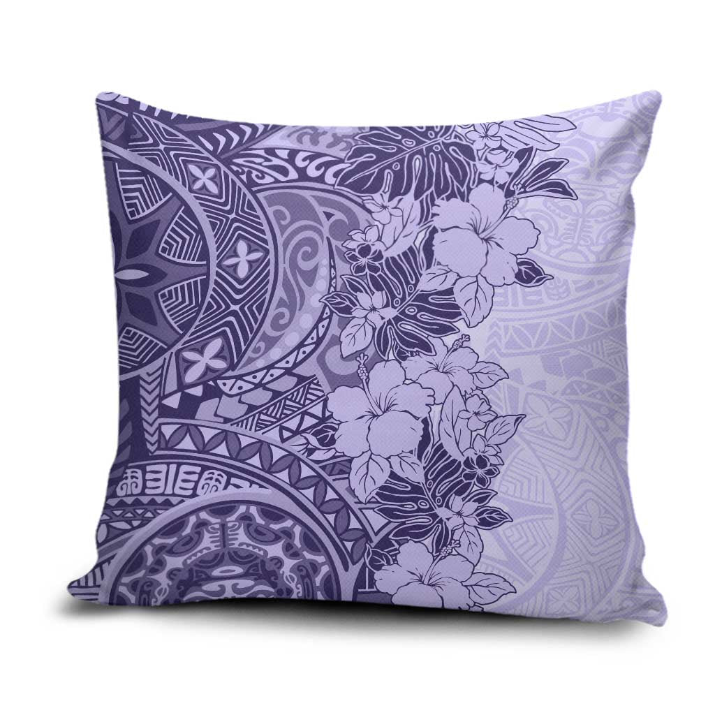Polynesia Pillow Cover Hibiscus Hawaiian Tribal Tattoo Retro Violet - Polynesian Pride
