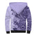 Polynesia Sherpa Hoodie Hibiscus and Hawaiian Tribal Tattoo Retro Style Violet Color LT9 - Polynesian Pride