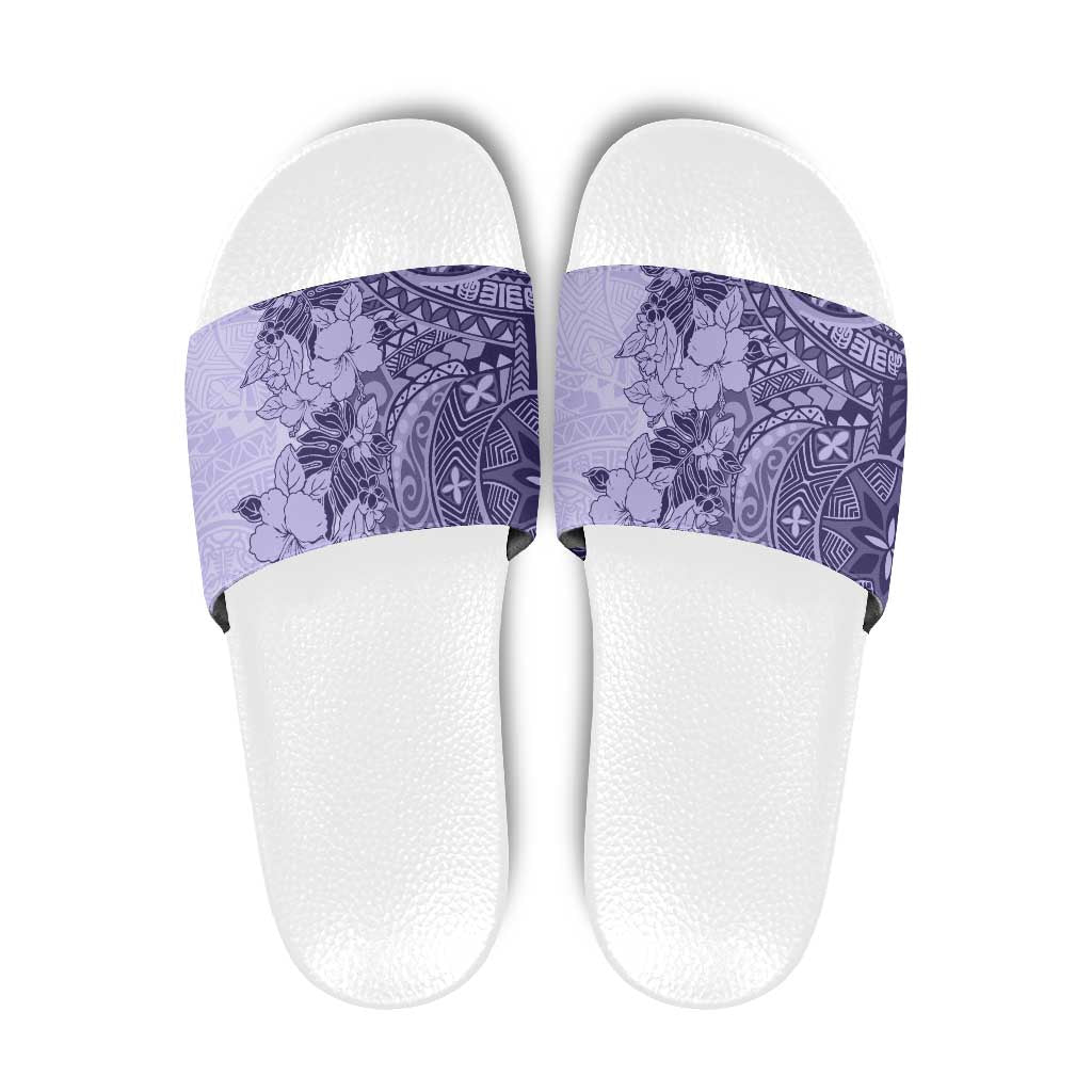 Polynesia Slide Sandals Hibiscus Hawaiian Tribal Tattoo Retro Violet - Polynesian Pride
