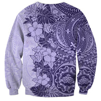 Polynesia Sweatshirt Hibiscus and Hawaiian Tribal Tattoo Retro Style Violet Color LT9 - Polynesian Pride