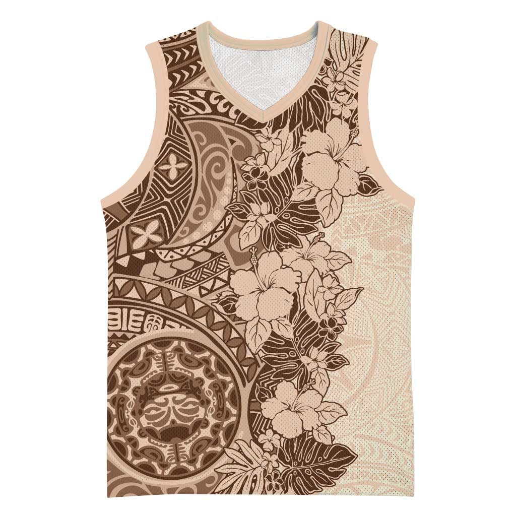 Polynesia Basketball Jersey Hibiscus Hawaiian Tribal Tattoo Retro Pink Pastel LT9 Unisex Pink Pastel - Polynesian Pride