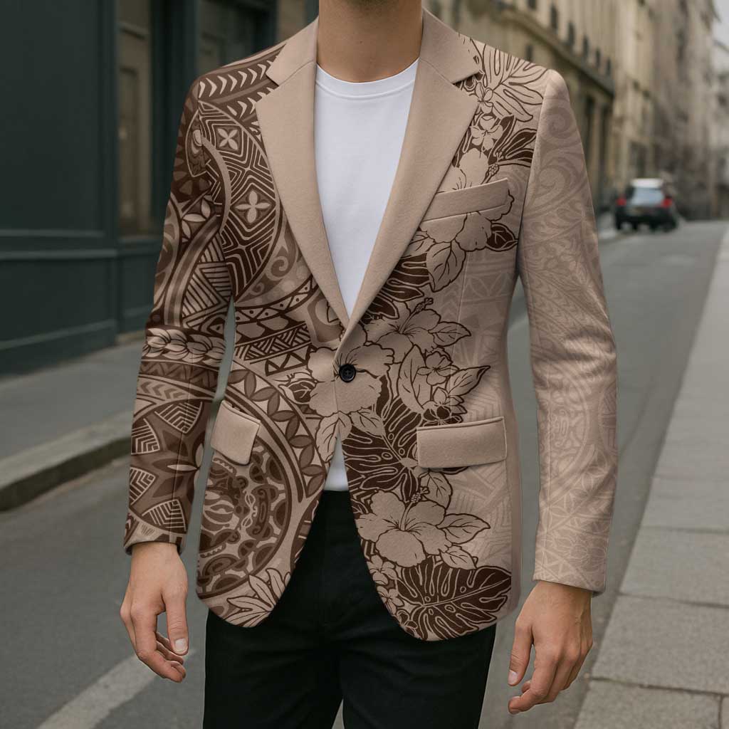 Polynesia Blazer Hibiscus Hawaiian Tribal Tattoo Retro Pink Pastel - Polynesian Pride