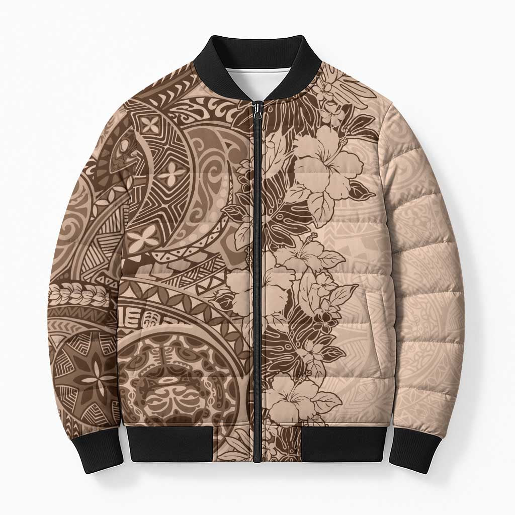 Polynesia Bomber Puffer Jacket Hibiscus Hawaiian Tribal Tattoo Retro Pink Pastel LT9 Unisex Pink Pastel - Polynesian Pride