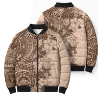 Polynesia Bomber Puffer Jacket Hibiscus Hawaiian Tribal Tattoo Retro Pink Pastel - Polynesian Pride