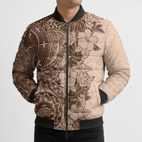 Polynesia Bomber Puffer Jacket Hibiscus Hawaiian Tribal Tattoo Retro Pink Pastel - Polynesian Pride