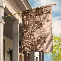 Polynesia Garden Flag Hibiscus and Hawaiian Tribal Tattoo Retro Style Pink Pastel LT9 House Flag Pink Pastel - Polynesian Pride