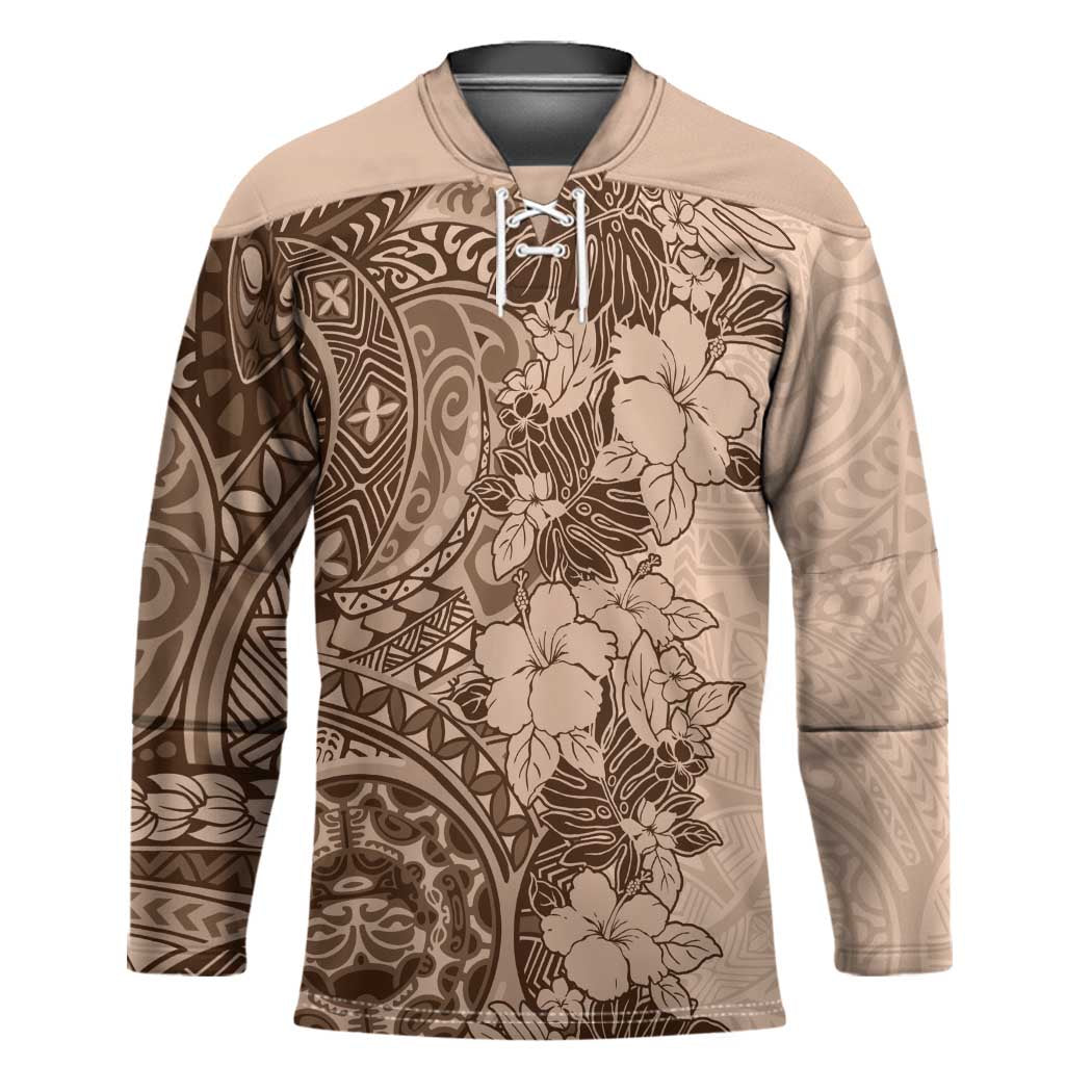 Polynesia Hockey Jersey Hibiscus Hawaiian Tribal Tattoo Retro Pink Pastel LT9 Unisex Pink Pastel - Polynesian Pride
