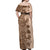 Polynesia Off Shoulder Maxi Dress Hibiscus and Hawaiian Tribal Tattoo Retro Style Pink Pastel LT9 - Polynesian Pride