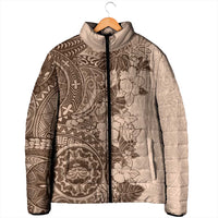 Polynesia Padded Jacket Hibiscus Hawaiian Tribal Tattoo Retro Pink Pastel - Polynesian Pride