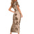 Polynesia Short Sleeve Bodycon Dress Hibiscus and Hawaiian Tribal Tattoo Retro Style Pink Pastel LT9 - Polynesian Pride