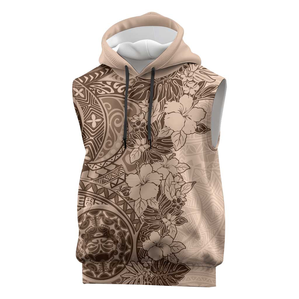 Polynesia Sleeveless Hoodie Hibiscus Hawaiian Tribal Tattoo Retro Pink Pastel LT9 Pink Pastel - Polynesian Pride