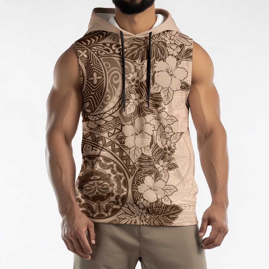 Polynesia Sleeveless Hoodie Hibiscus Hawaiian Tribal Tattoo Retro Pink Pastel - Polynesian Pride