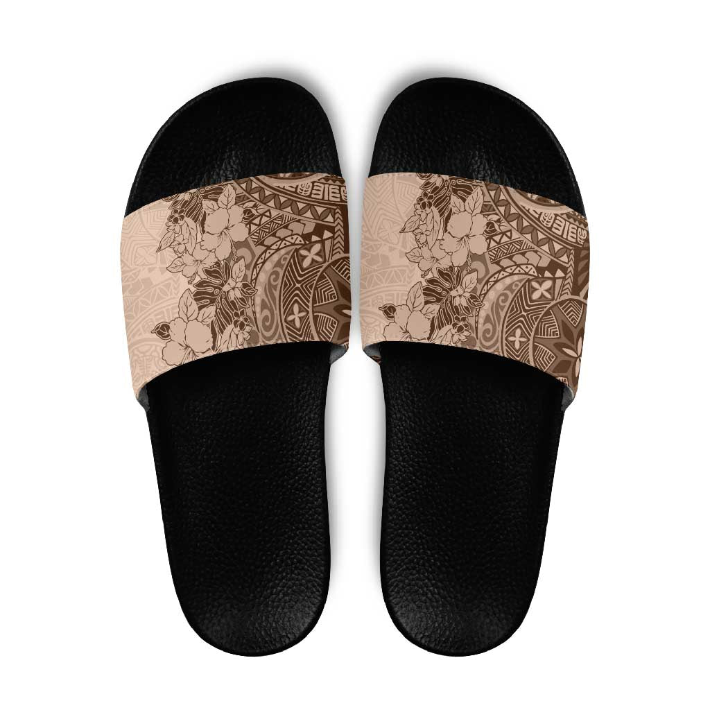 Polynesia Slide Sandals Hibiscus Hawaiian Tribal Tattoo Retro Pink Pastel - Polynesian Pride