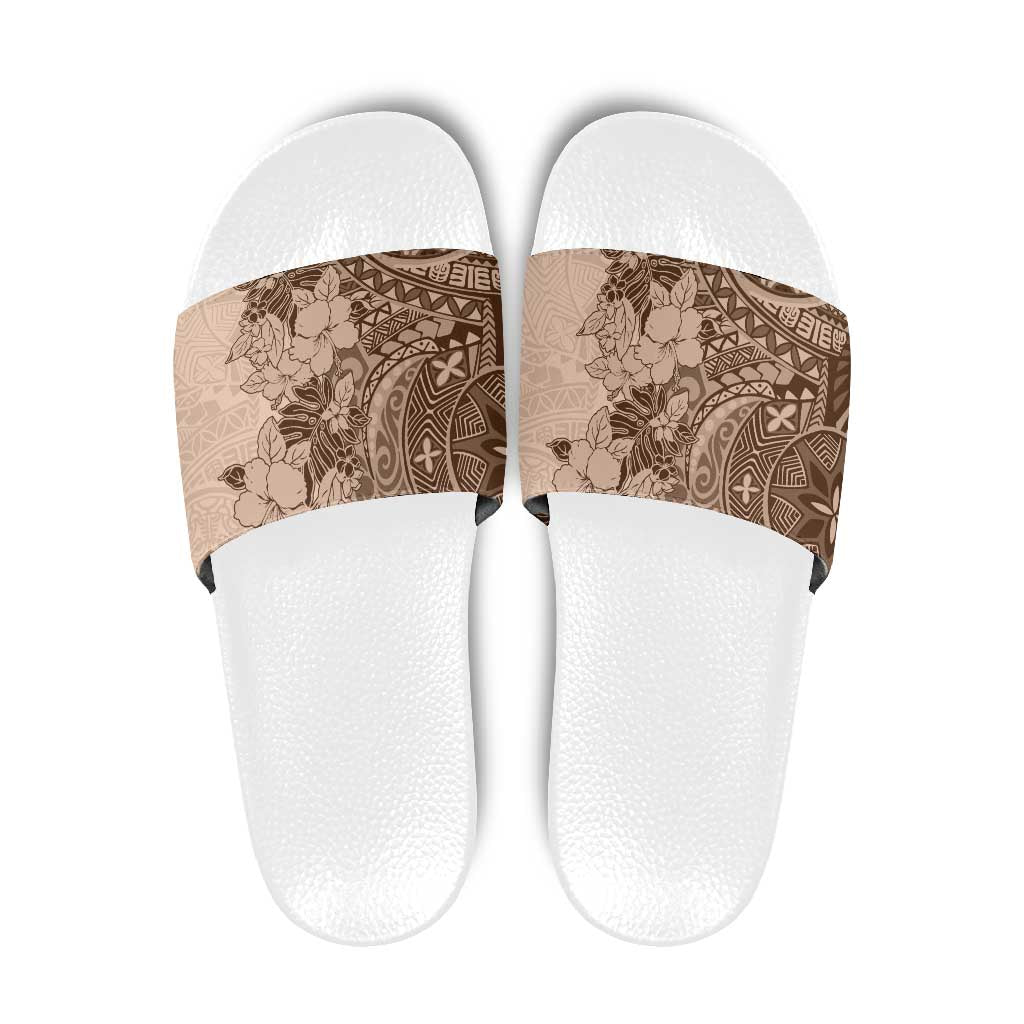 Polynesia Slide Sandals Hibiscus Hawaiian Tribal Tattoo Retro Pink Pastel - Polynesian Pride
