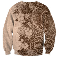 Polynesia Sweatshirt Hibiscus and Hawaiian Tribal Tattoo Retro Style Pink Pastel LT9 - Polynesian Pride