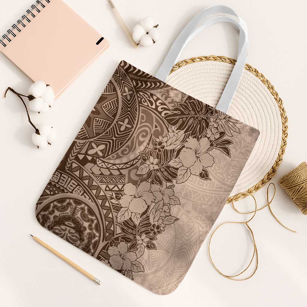 Polynesia Tote Bag Hibiscus Hawaiian Tribal Tattoo Retro Pink Pastel - Polynesian Pride