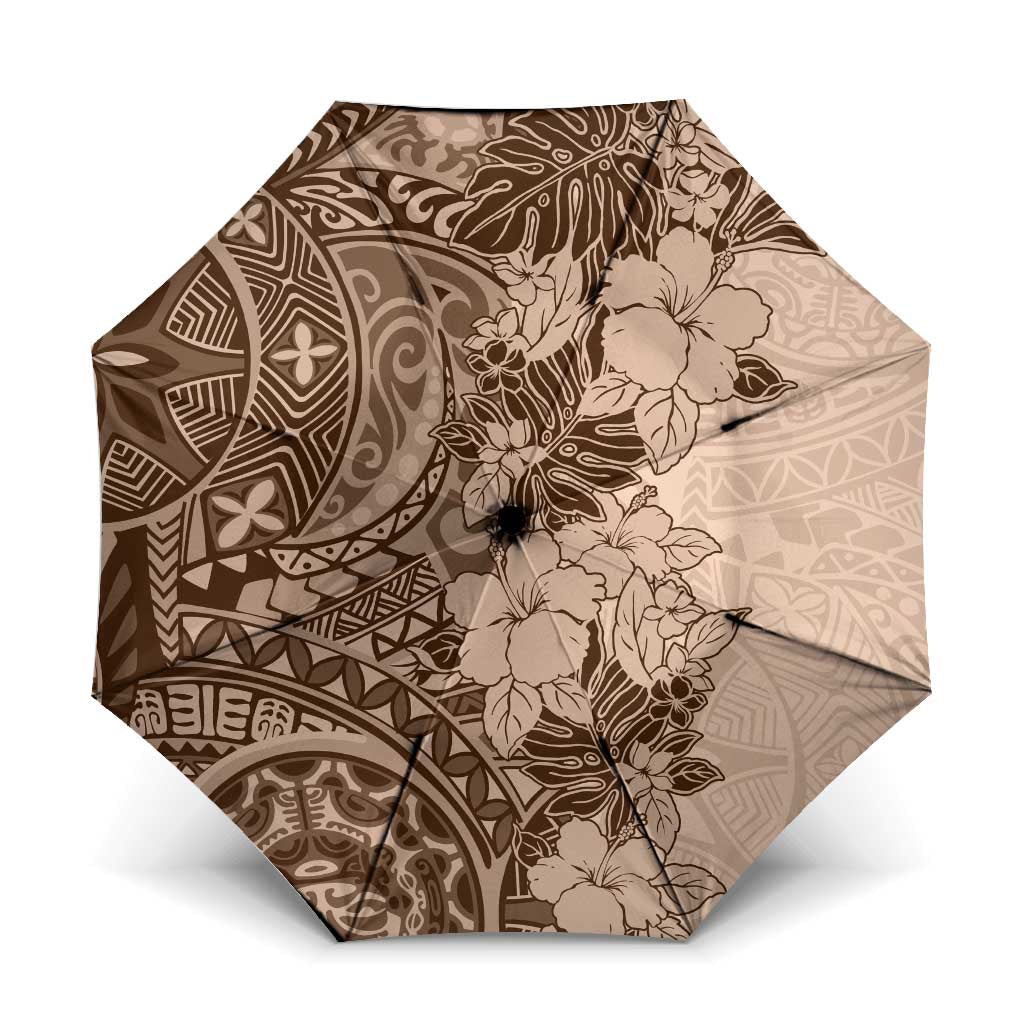 Polynesia Umbrella Hibiscus Hawaiian Tribal Tattoo Retro Pink Pastel LT9 One Size Folded 11.42 inch Opened Diameter 37.4 inch Pink Pastel - Polynesian Pride