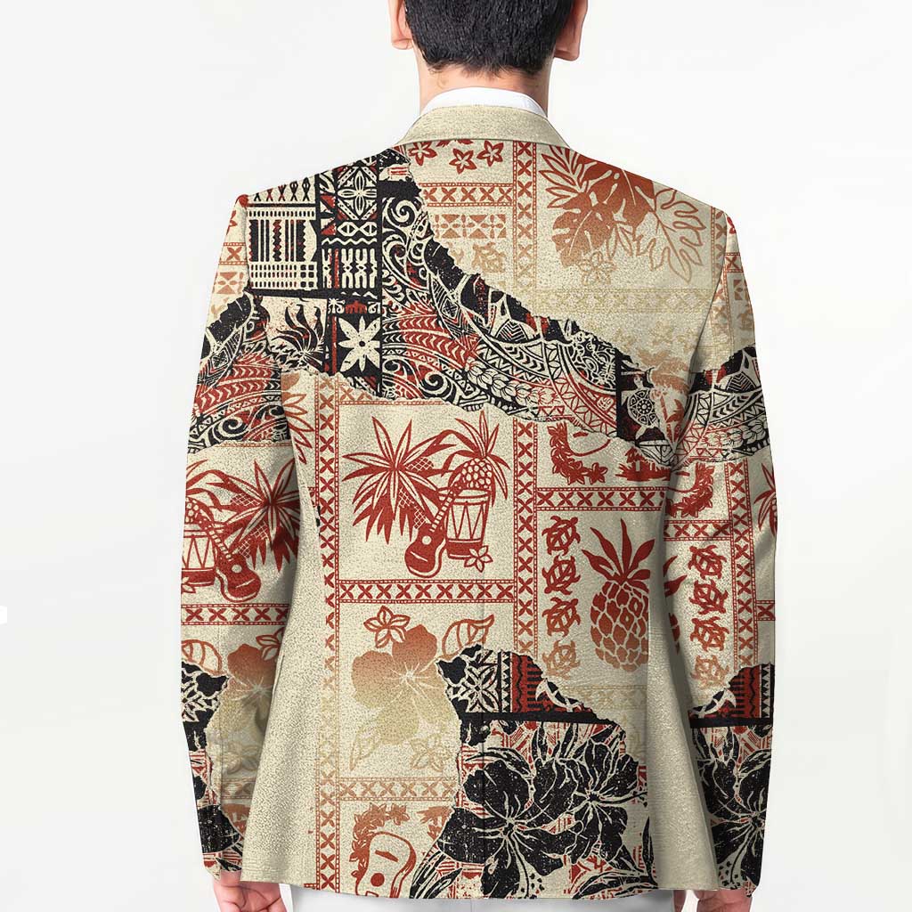 Hawaii Beige Version Blazer Aloha Tribal Pattern - Polynesian Pride