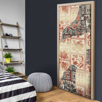 Hawaii Beige Version Door Cover Aloha Tribal Pattern - Polynesian Pride