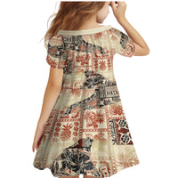 Hawaii Family Matching Mermaid Dress and Hawaiian Shirt Aloha Tribal Pattern Beige Version LT9 - Polynesian Pride