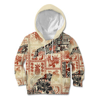 Hawaii Kid Hoodie Aloha Tribal Pattern Beige Version LT9 Beige - Polynesian Pride