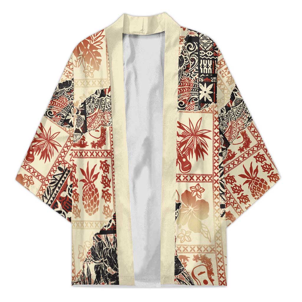 Hawaii Beige Version Kimono Aloha Tribal Pattern LT9 Unisex Beige - Polynesian Pride