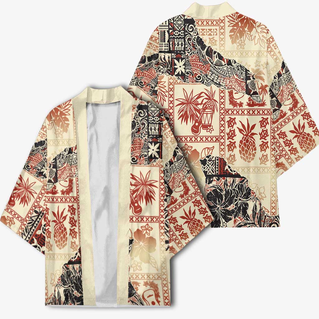 Hawaii Beige Version Kimono Aloha Tribal Pattern - Polynesian Pride