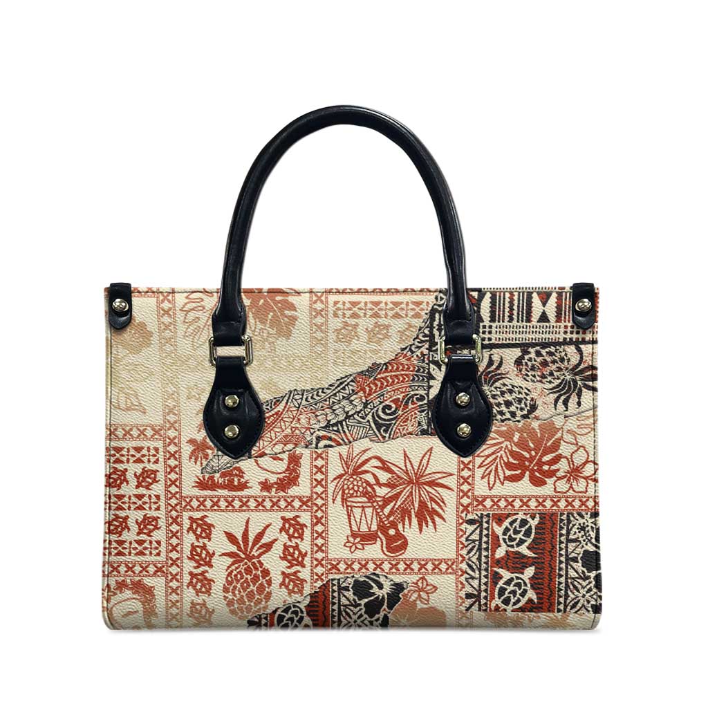 Hawaii Beige Version Leather Bag Aloha Tribal Pattern - Polynesian Pride