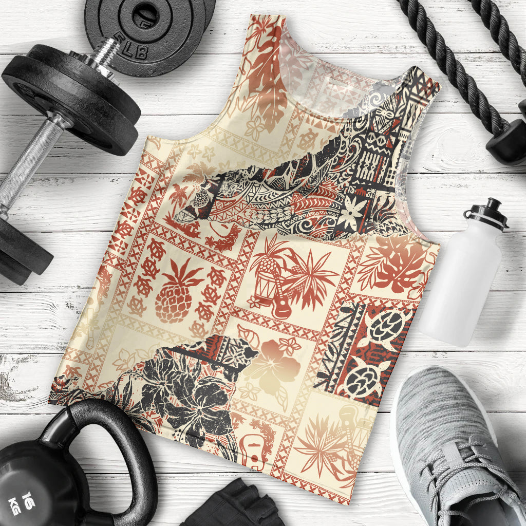 Hawaii Men Tank Top Aloha Tribal Pattern Beige Version LT9 - Polynesian Pride