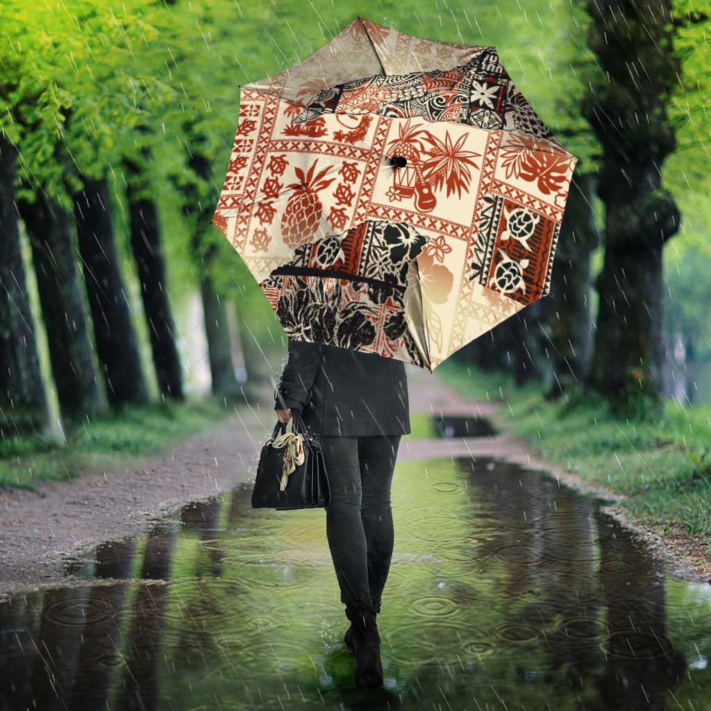 Hawaii Beige Version Umbrella Aloha Tribal Pattern - Polynesian Pride