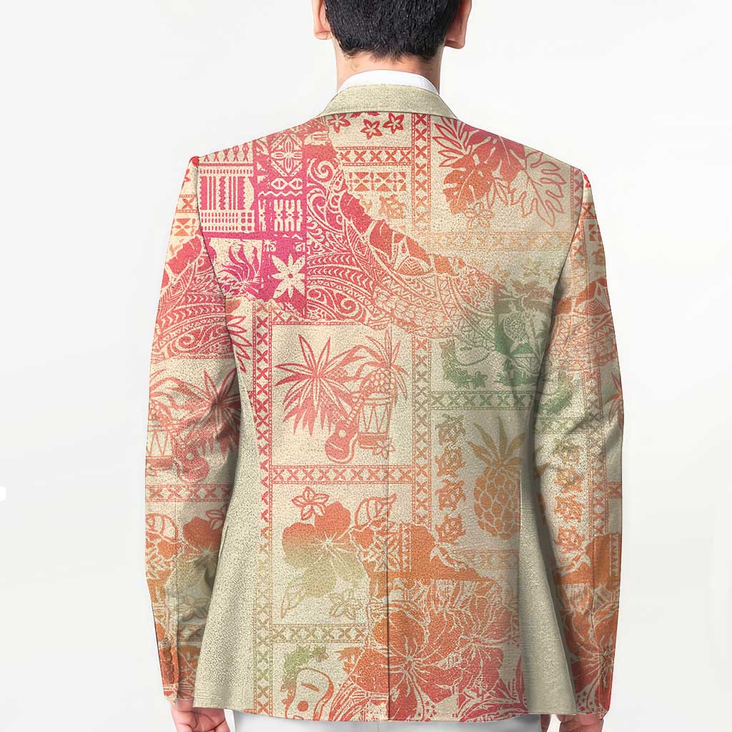 Hawaii Sweat Pink Ombre Blazer Aloha Tribal Pattern - Polynesian Pride