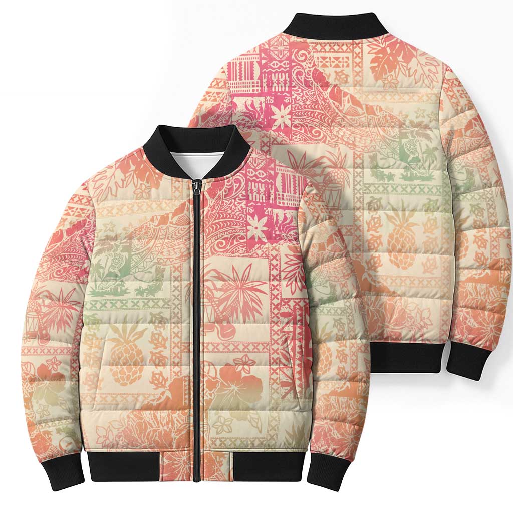 Hawaii Sweat Pink Ombre Bomber Puffer Jacket Aloha Tribal Pattern - Polynesian Pride