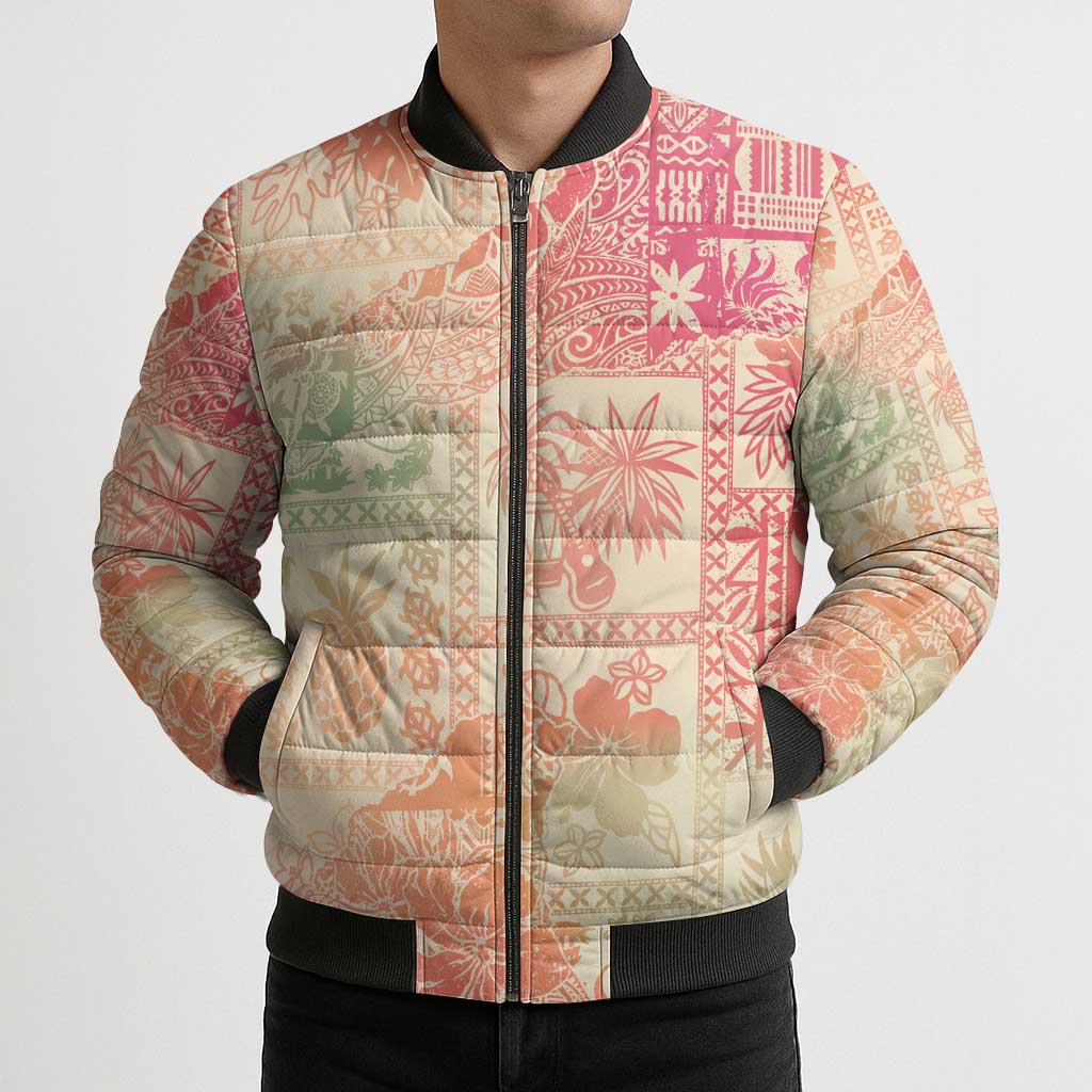 Hawaii Sweat Pink Ombre Bomber Puffer Jacket Aloha Tribal Pattern - Polynesian Pride