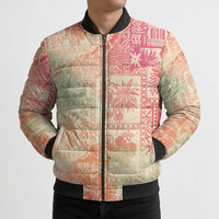 Hawaii Sweat Pink Ombre Bomber Puffer Jacket Aloha Tribal Pattern - Polynesian Pride