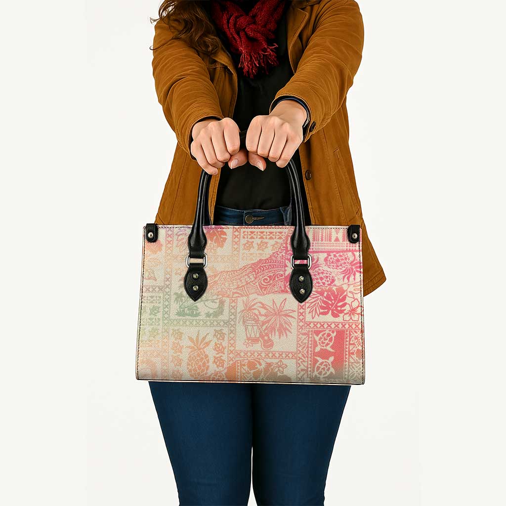 Hawaii Sweat Pink Ombre Leather Bag Aloha Tribal Pattern - Polynesian Pride