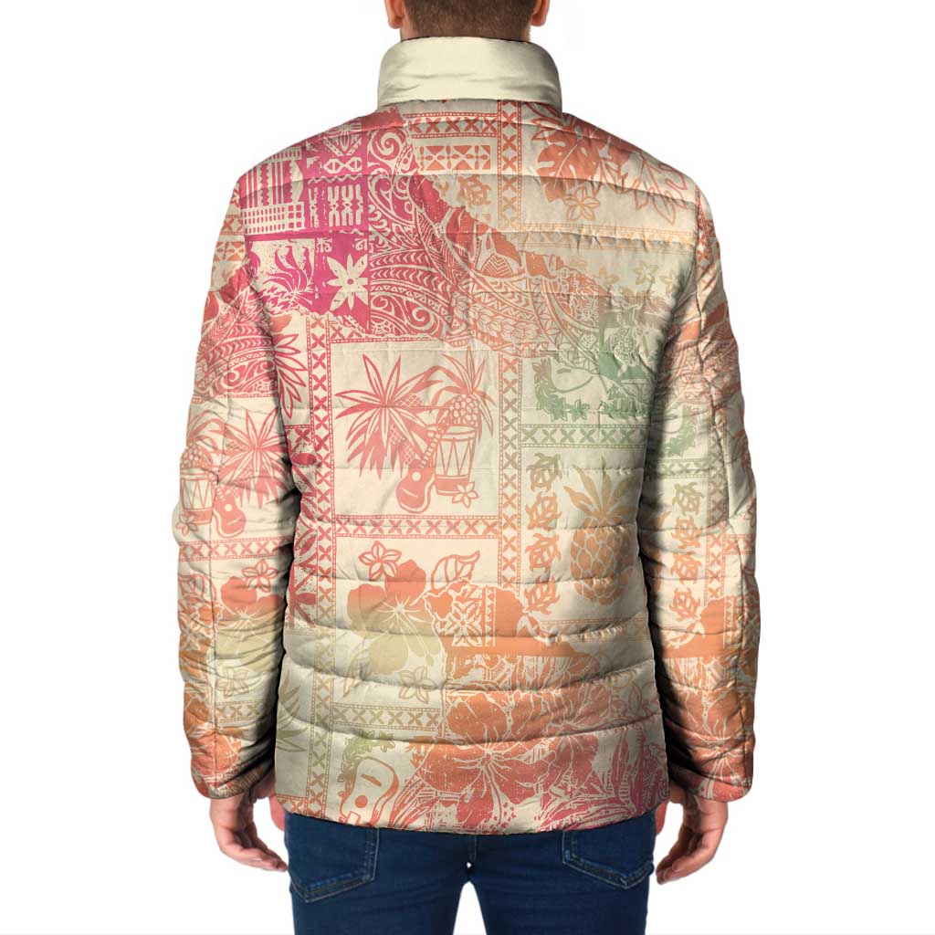 Hawaii Sweat Pink Ombre Padded Jacket Aloha Tribal Pattern - Polynesian Pride