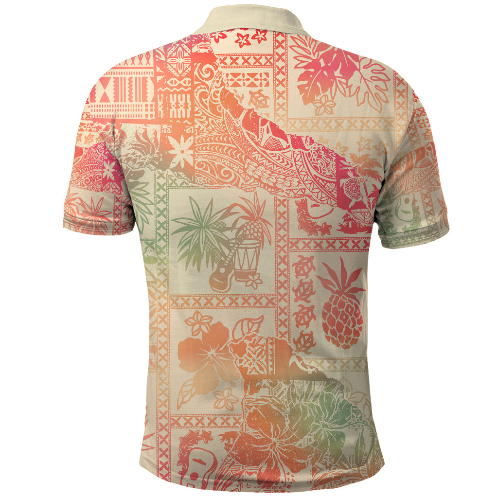 Hawaii Polo Shirt Aloha Tribal Pattern Sweat Pink Ombre LT9 - Polynesian Pride