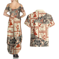 Aloha Hawaii Christmas Couples Matching Summer Maxi Dress and Hawaiian Shirt Mele Kalikimaka Tapa Tribal Retro Style LT9 - Polynesian Pride
