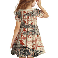 Aloha Hawaii Christmas Family Matching Off Shoulder Long Sleeve Dress and Hawaiian Shirt Mele Kalikimaka Tapa Tribal Retro Style LT9 - Polynesian Pride