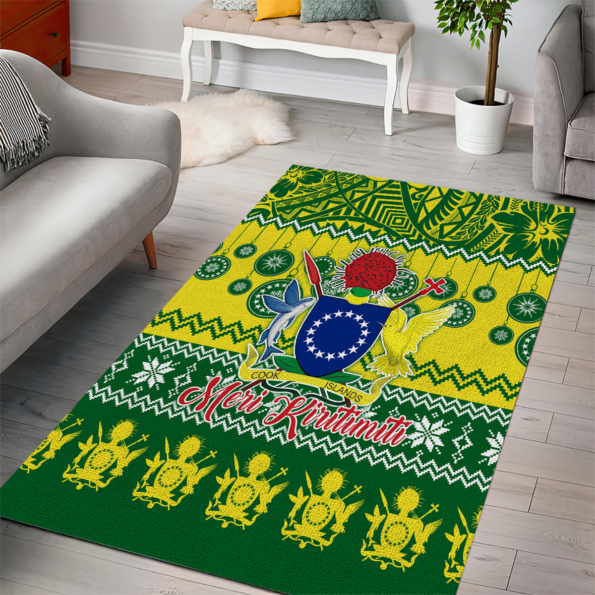Cook Islands Christmas Area Rug Santa Beach Meri Kiritimiti LT9 - Polynesian Pride