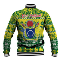 Cook Islands Christmas Baseball Jacket Santa Beach Meri Kiritimiti LT9 - Polynesian Pride