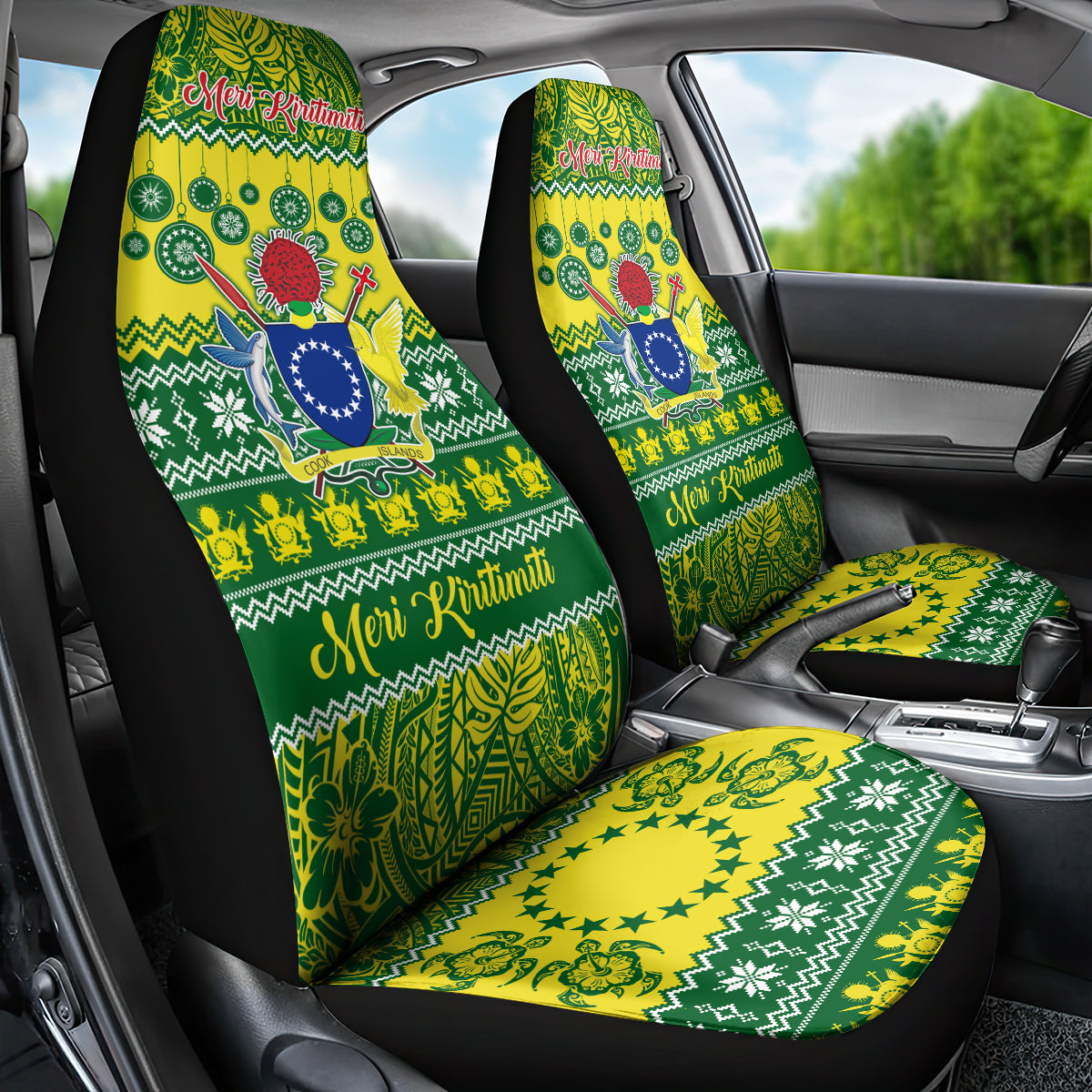 Cook Islands Christmas Car Seat Cover Santa Beach Meri Kiritimiti LT9 - Polynesian Pride