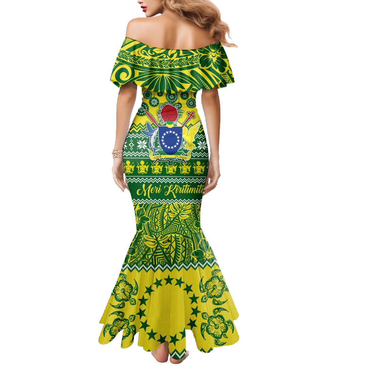 Cook Islands Christmas Family Matching Mermaid Dress and Hawaiian Shirt Santa Beach Meri Kiritimiti LT9 - Polynesian Pride