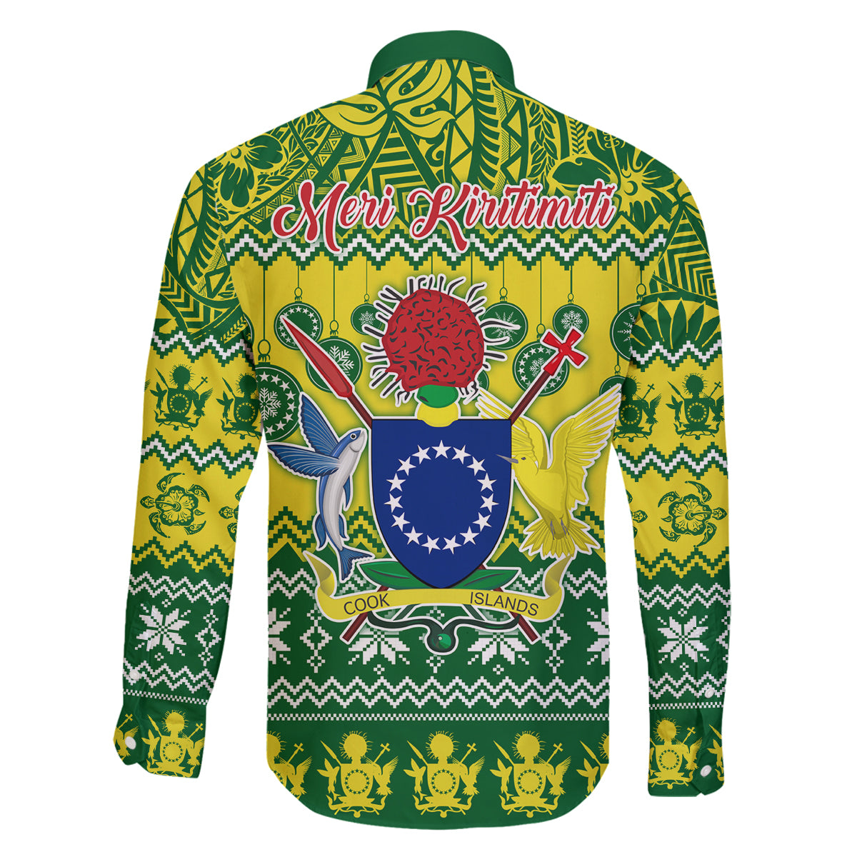 Cook Islands Christmas Family Matching Off Shoulder Long Sleeve Dress and Hawaiian Shirt Santa Beach Meri Kiritimiti LT9 - Polynesian Pride