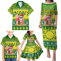 Cook Islands Christmas Family Matching Puletasi Dress and Hawaiian Shirt Santa Beach Meri Kiritimiti LT9 - Polynesian Pride