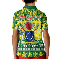 Cook Islands Christmas Kid Polo Shirt Santa Beach Meri Kiritimiti LT9 - Polynesian Pride