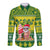 Cook Islands Christmas Long Sleeve Button Shirt Santa Beach Meri Kiritimiti LT9 Unisex Green - Polynesian Pride